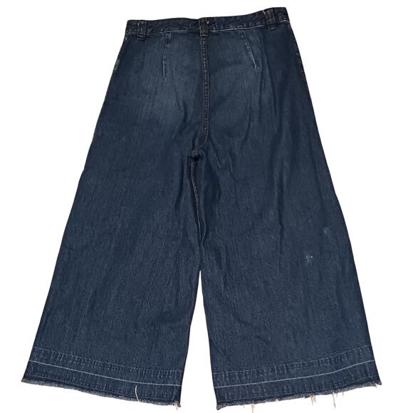 We The Free Wide Leg Jeans 28 Med Wash 90s Y2K Cropped Denim Vintage 28Wx21L - Picture 2 of 6